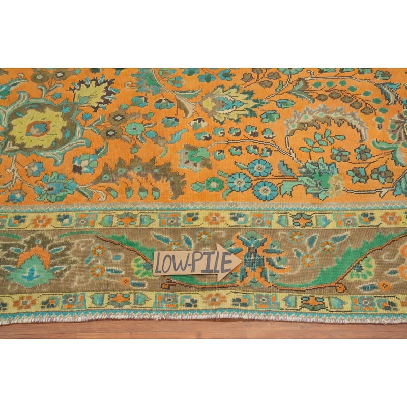 Hand Knotted Oriental 100% Wool Carpet Traditional Floral Oranges & Rust Tabriz Area Rug - 11' 6'' X 9' 5''