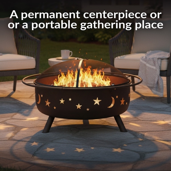 Sunnydaze Cosmic Outdoor Patio Wood-Burning Fire Pit with Spark