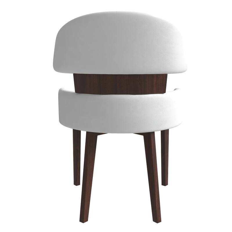 Ethos Leather Dining Chair with Rubberwood Legs Curved Back Accent Chair for Kitchen and Dining Room Set of 4