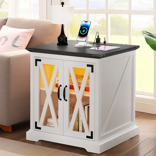 Farmhouse End Table with Charging Station Bed Bath & Beyond 38930151