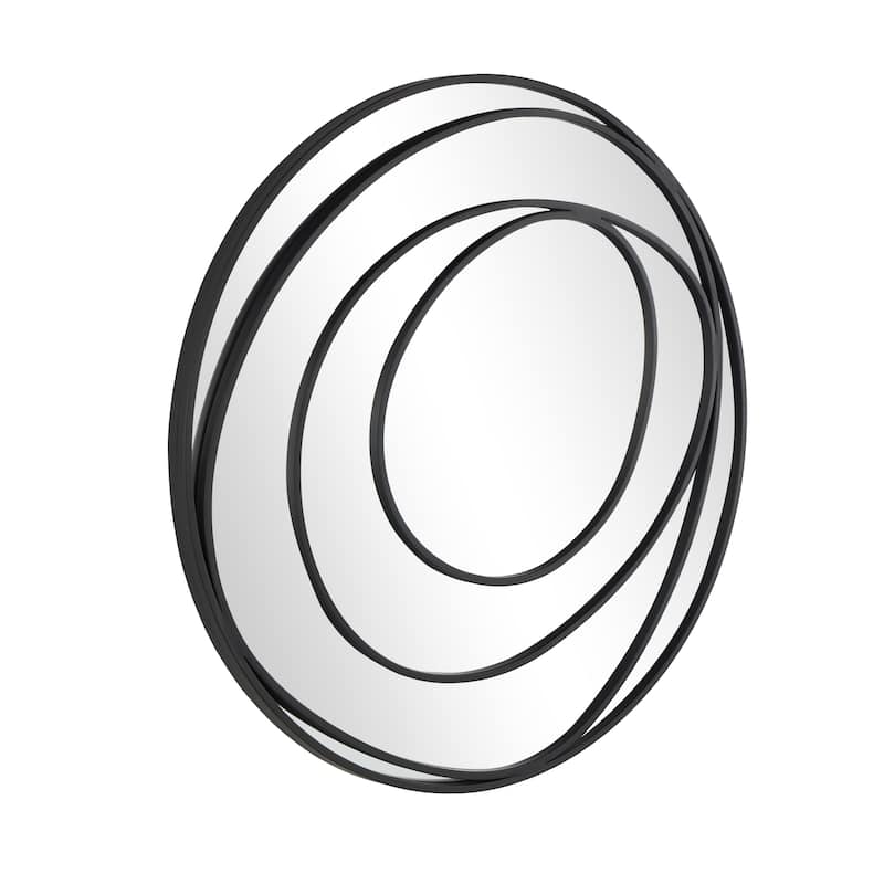 Metal Abstract Wall Mirror with Overlapping Circles - Black - Roche River Decor - 1"W x 32"L x 32"H
