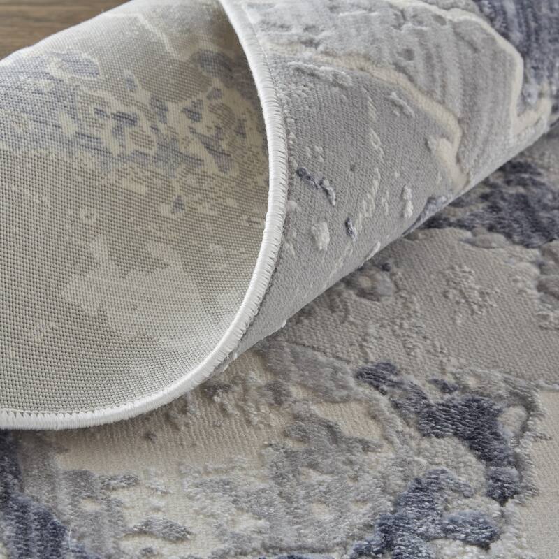 Wuseh Power Loomed Distressed Abstract Modern Non Skid Area Rug By HomeRoots - 10' Runner