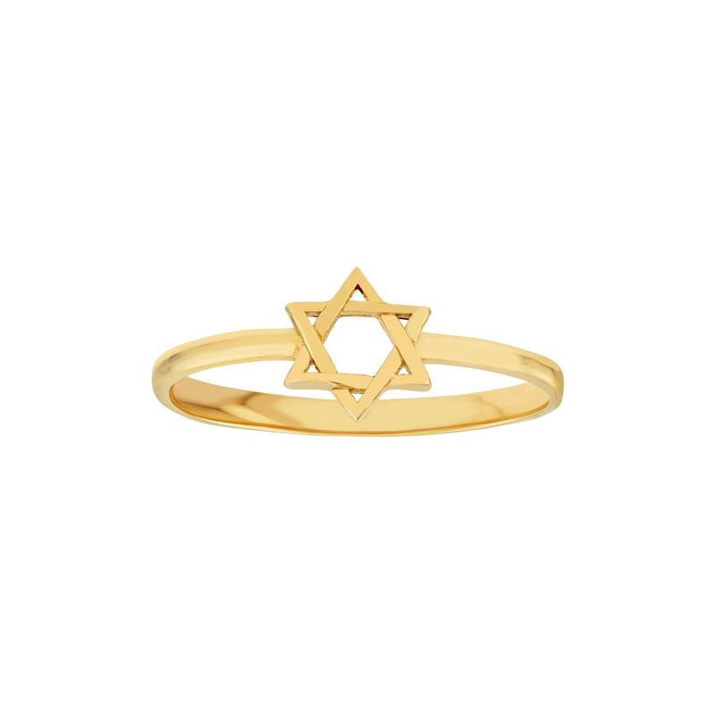 Curata 14K Yellow Gold 7mm Small Star of David Stackable Ring