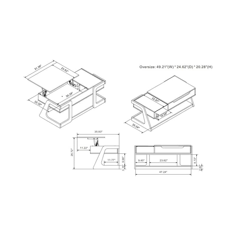 DH BASIC Contemporary White 49-inch Lift-top Coffee Table by Denhour