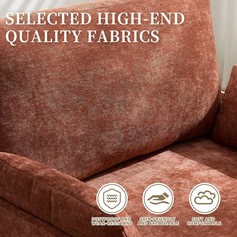 3-in-1 Convertible Chenille Sleeper Sofa, Foldable Sofa Bed with Three Pillows