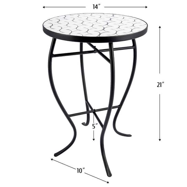 dimension image slide 0 of 8, Indoor/Outdoor Turkish Mosaic Tile Side Table and Plant Stand