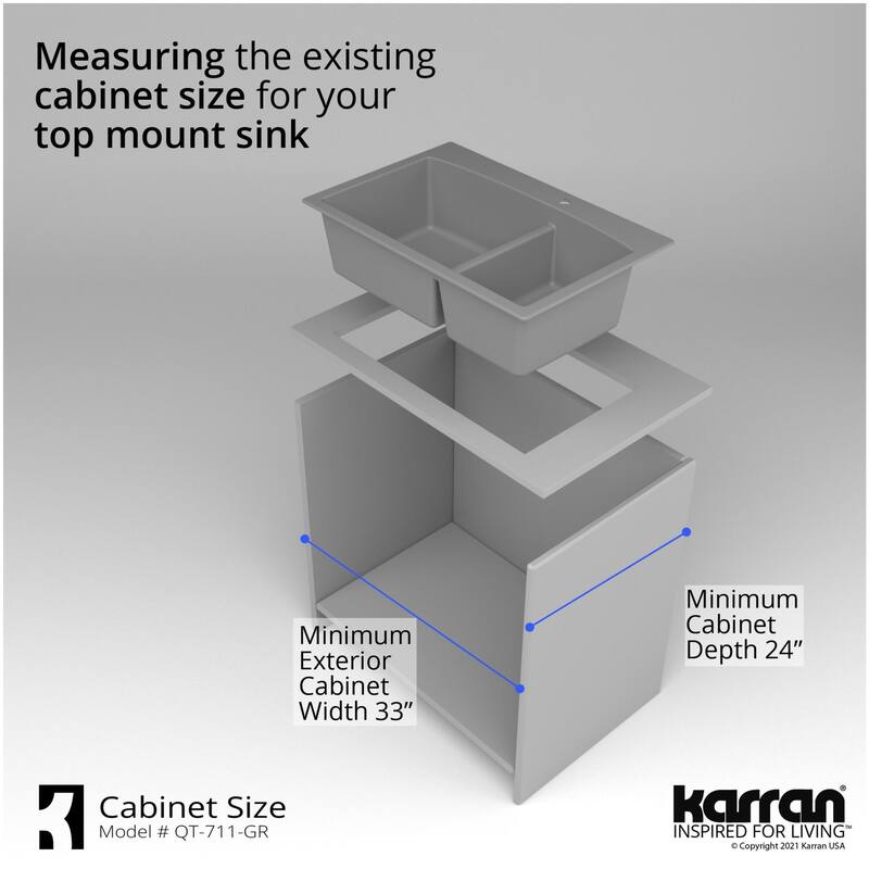 Karran USA QT-711-PK1 Quartz QT 33" Drop In Double Basin Quartz