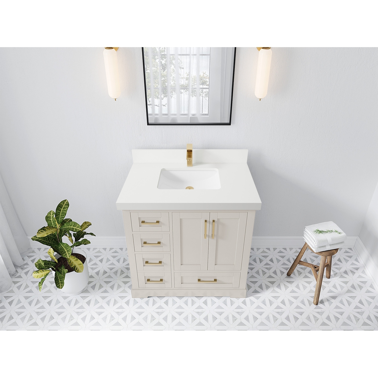 Willow Collections 36 in. W x 22 in. D Boston Center Right Offset Sink Bathroom Vanity With Counter top