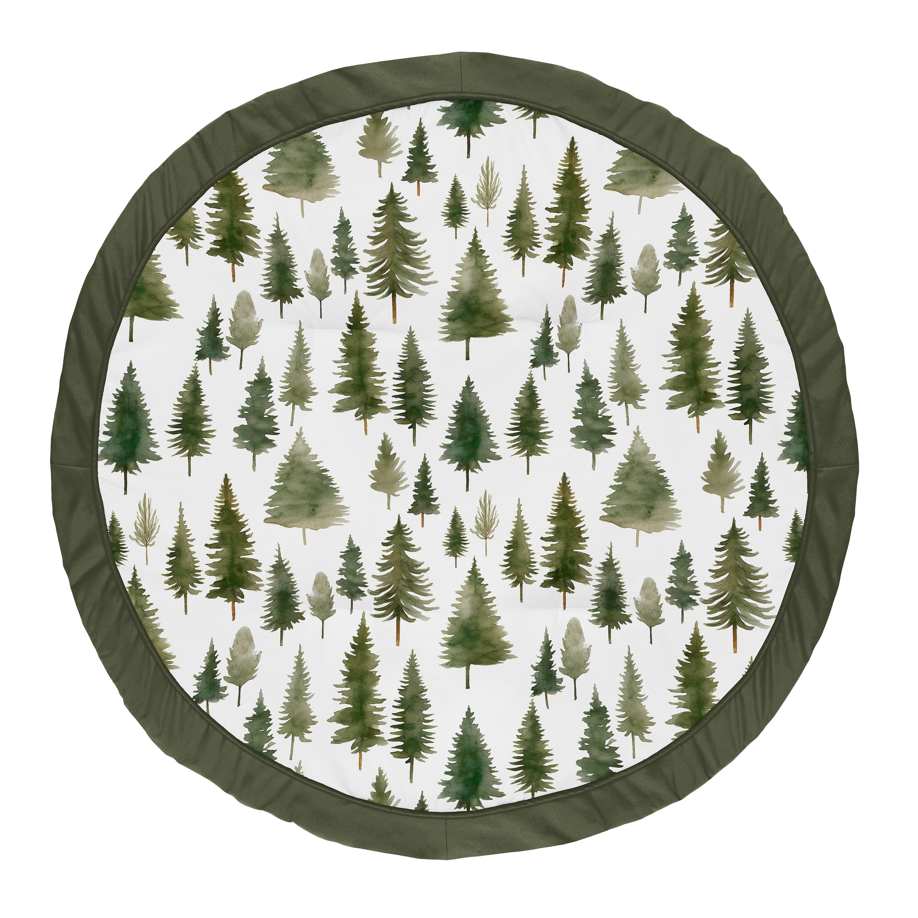 Sweet Jojo Designs Sage Green Woodland Boy Girl Gender Neutral Unisex Baby Tummy Time Playmat Forest Nature Pine Tree Watercolor