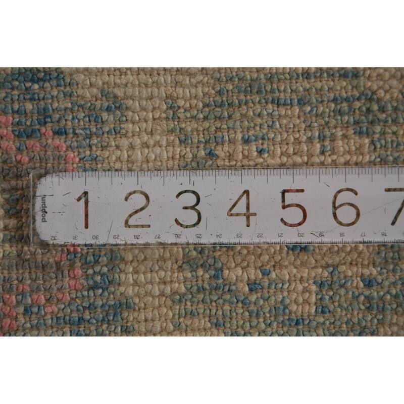 Hand Knotted Oriental 100% Wool Carpet Transitional Geometric Navy Blue & Blues Oushak Runner Rug - 11' 9'' X 3' 3''