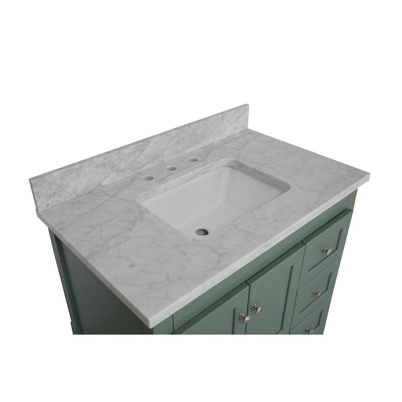 KitchenBathCollection Abbey 36" Bathroom Vanity with Carrara Marble Top