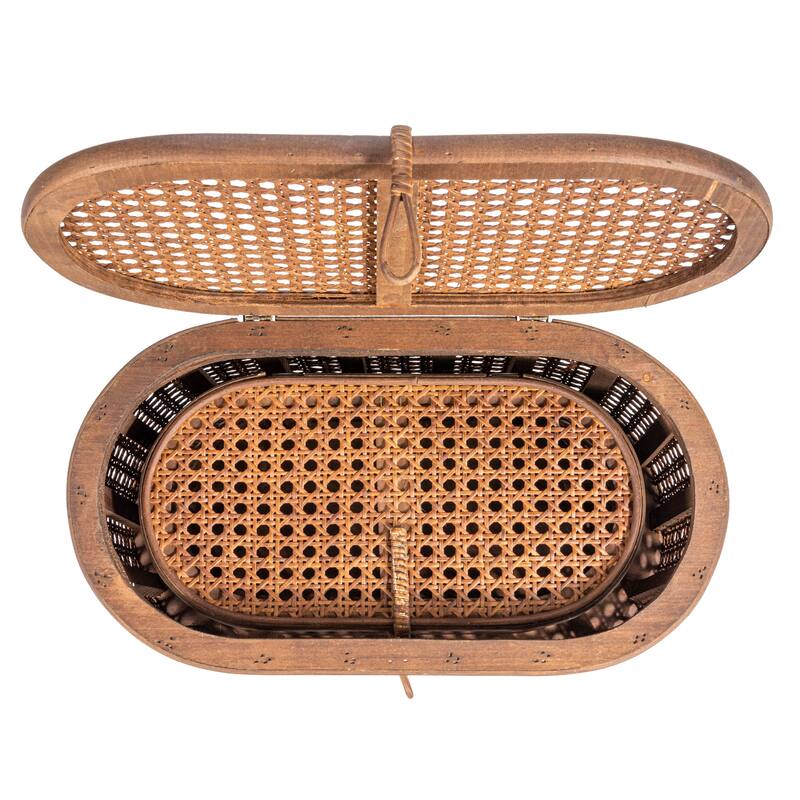 Decorative Woven Rattan Storage Boxes - 15.3"L x 10.3"W x 8.3"H