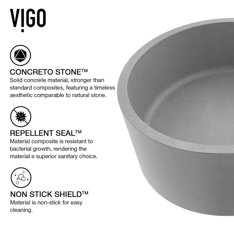 Vigo VGT2028 Giralda Gothic 16" L x 11" W x 10" H Oval Concrete Vessel - Chrome