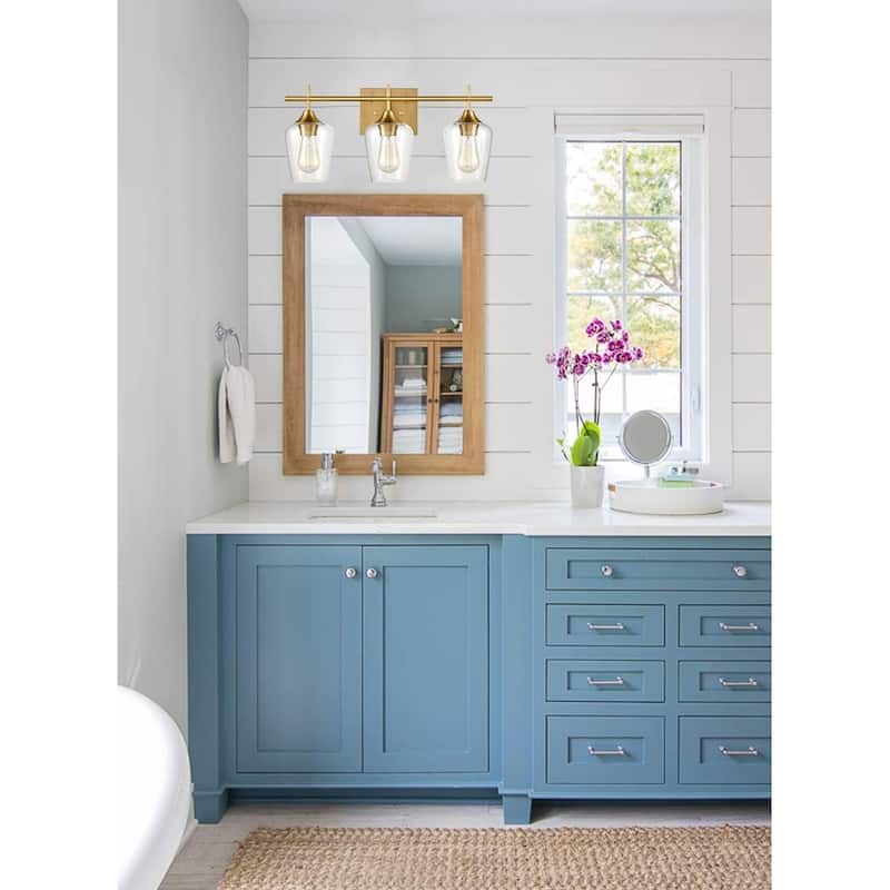 Monaco Farmhouse Bathroom Vanity Lights 3-Light Clear Glass Wall Sconces
