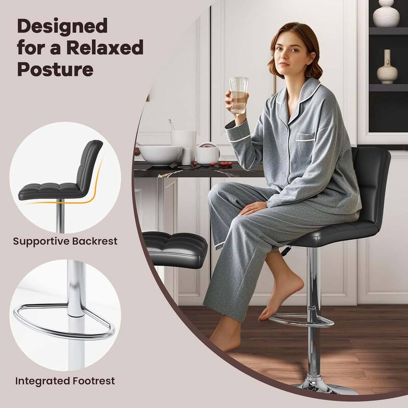 2/4PCS Bar Stools Modern Upholstered Barstools w/Sturdy Footrest