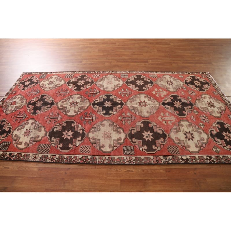All-Over Geometric Bakhtiari Persian Antique Rug Handmade Wool Carpet - 4'6"x 8'9"