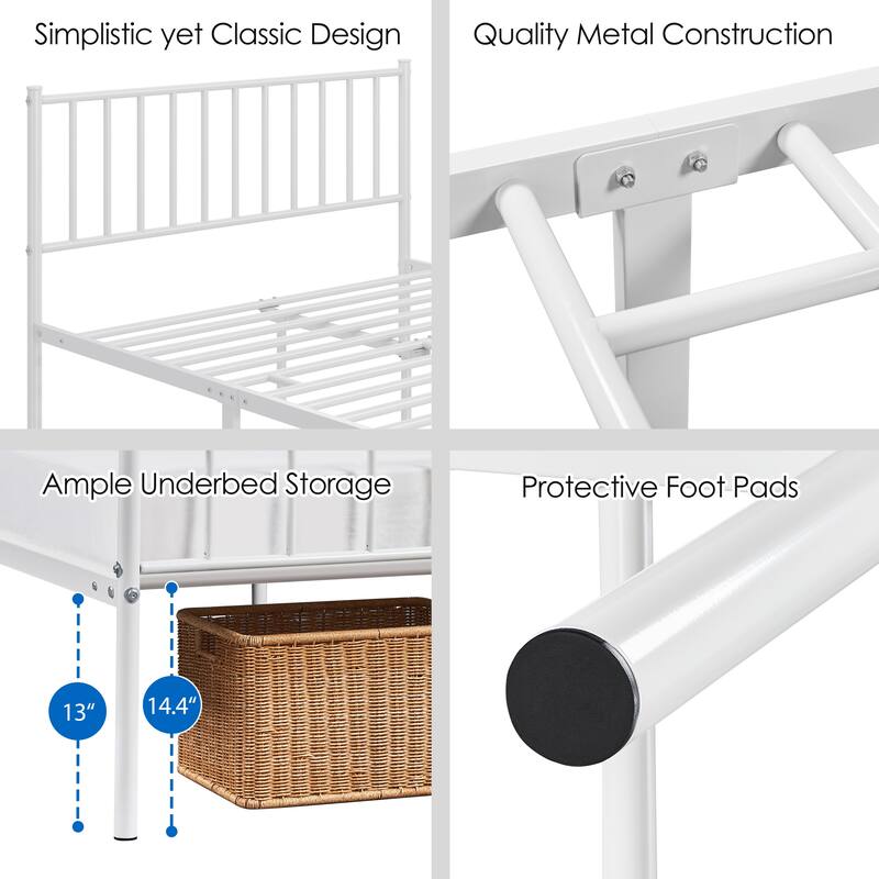 Yaheetech Minimalist Metal Platform Bed Frame with Spindle Headboard and Footboard