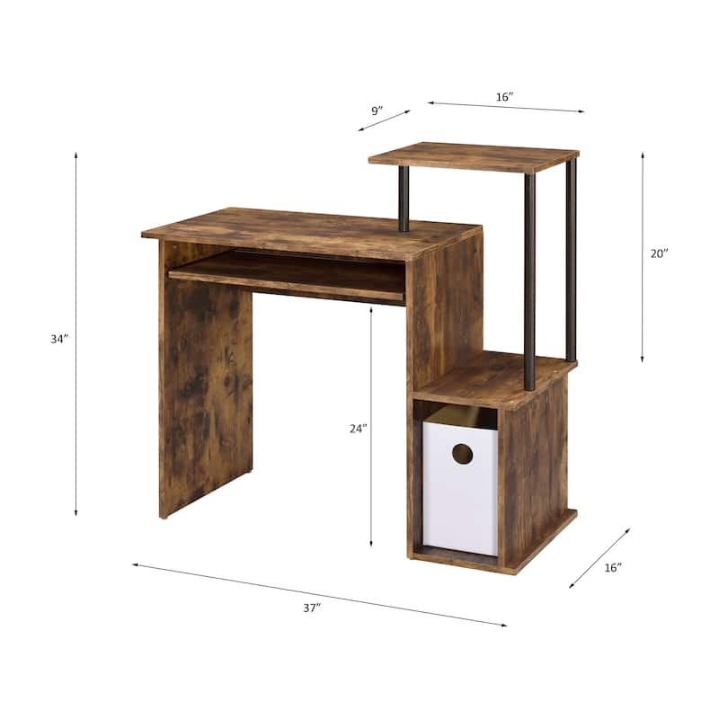 Folding Table with Storage Shelf,32.6 Inch Foldable Computer Desk for Small Spaces,Small Writing Desk for Bedroom and Apartment