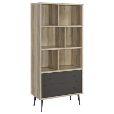 Maeve 70-inch 3-shelf Bookcase with Drawers Distressed Pine - 31.50" x 15.50" x 70.00"