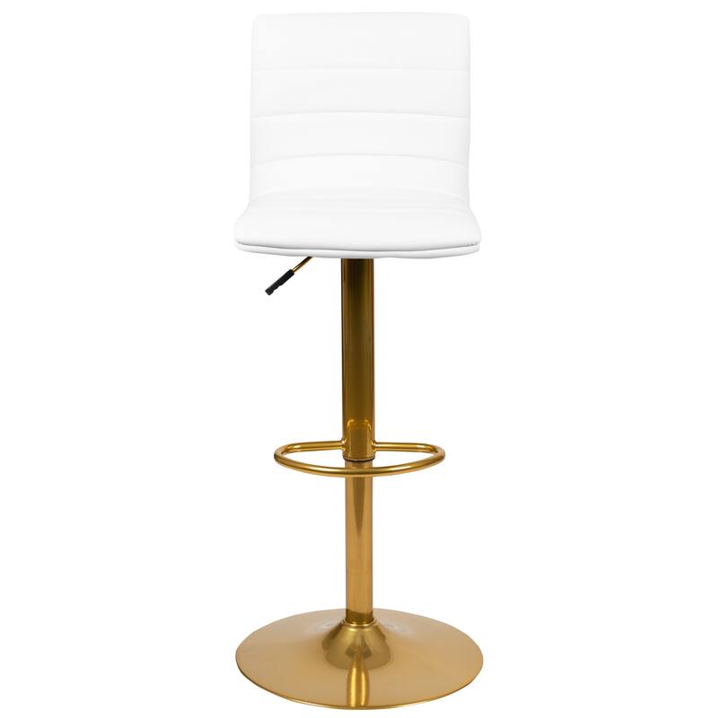 Modern Vinyl Channel Tufted Adjustable Height Barstool (Set of 2) - 16"W x 19"D x 35" - 44"H - 16"W x 19"D x 35" - 44"H