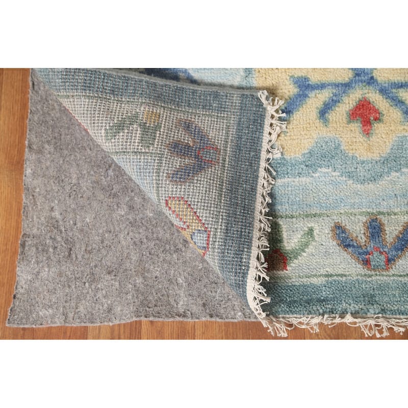 Blue Floral Oushak Oriental Large Area Rug Handmade Wool Carpet - 11'10"x 14'8"