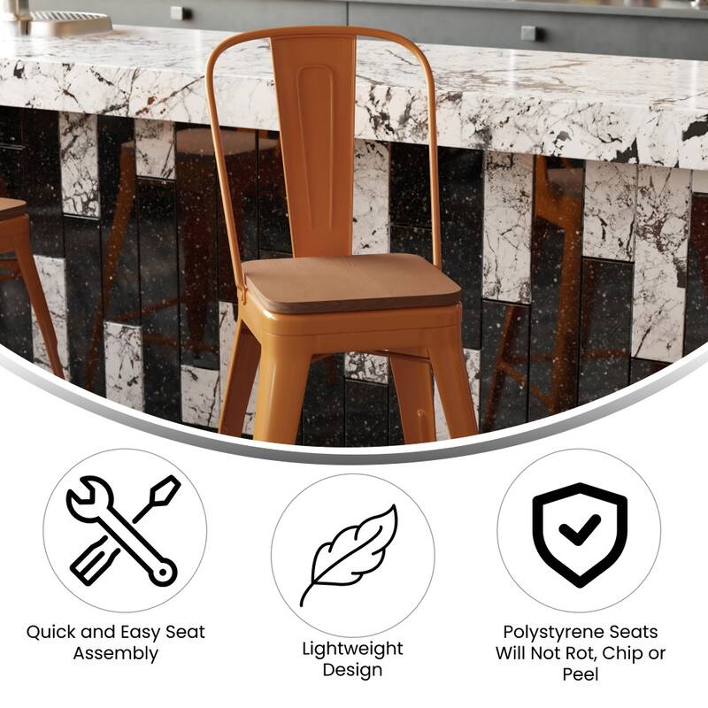 All-Weather Commercial Counter Stool with Removable Back & Poly Resin Seat
