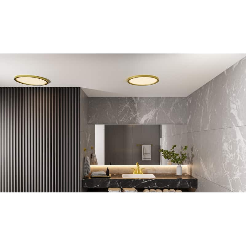 Outskirts Integrated LED Brushed Gold Flush Mount with CCT Switch