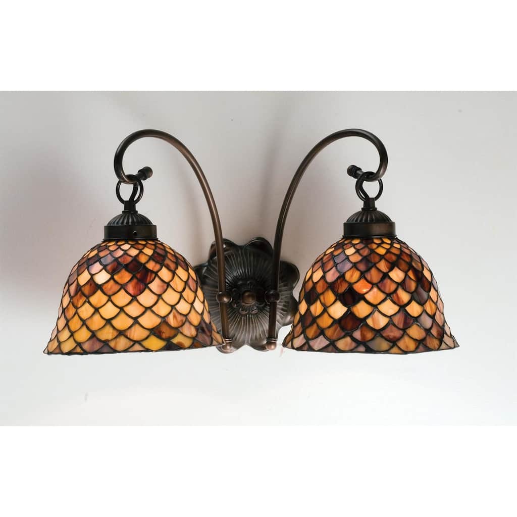 Meyda Tiffany Fishscale 18" Wide 2 Light Wall Sconce with Stained