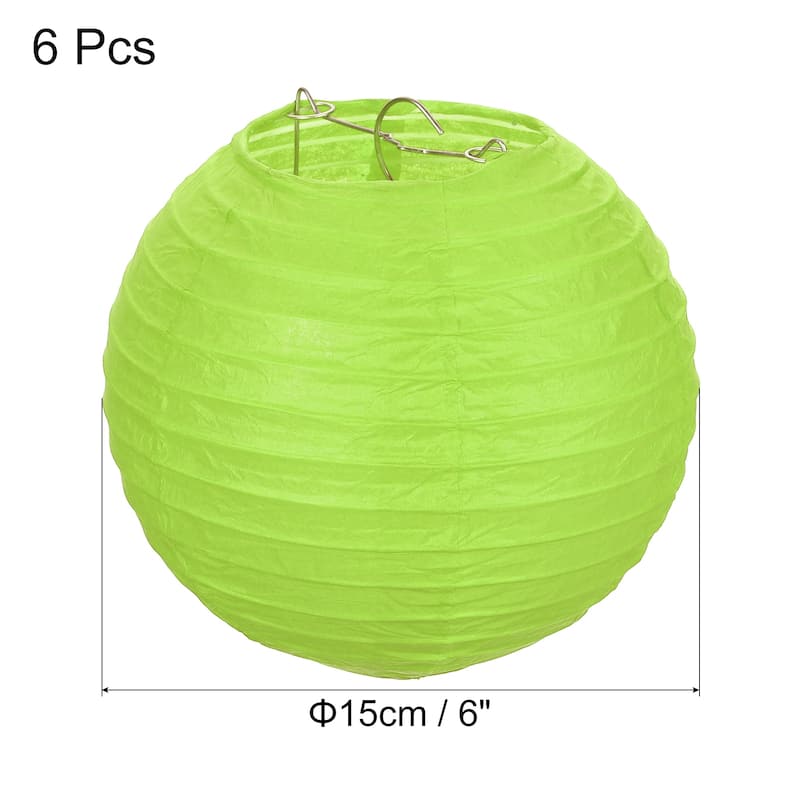 6pcs 6 Inch Folding Hanging Paper Lanterns for Wedding Home Party - Green