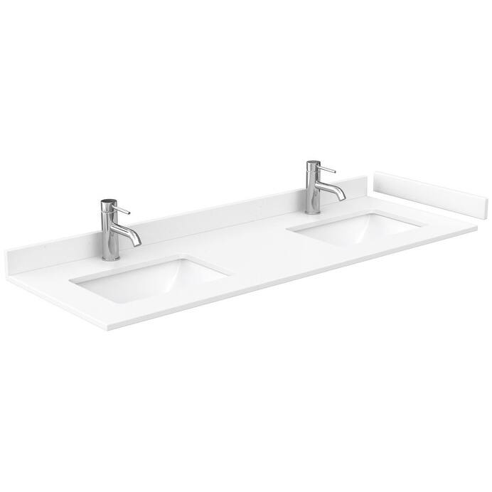 Wyndham Collection 60" Double Vanity Top with Undermount Rectangular - White Cultured Marble