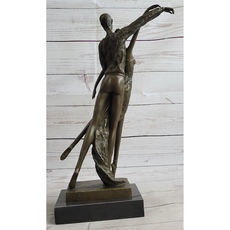 Bronze Sculpture Modern Art Pair Of Ballerina Dancers By Aldo Vitaleh Figurine