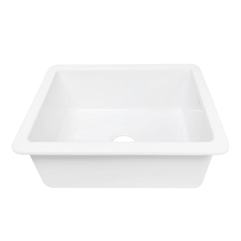 Eden Crisp White Fireclay 23" Undermount Single Bowl Kitchen Sink with Pfirst Faucet Kit