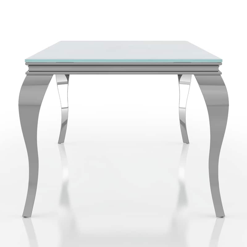 Furniture of America Pizo Glam 79-inch Chrome Leg Glass Top Dining Table