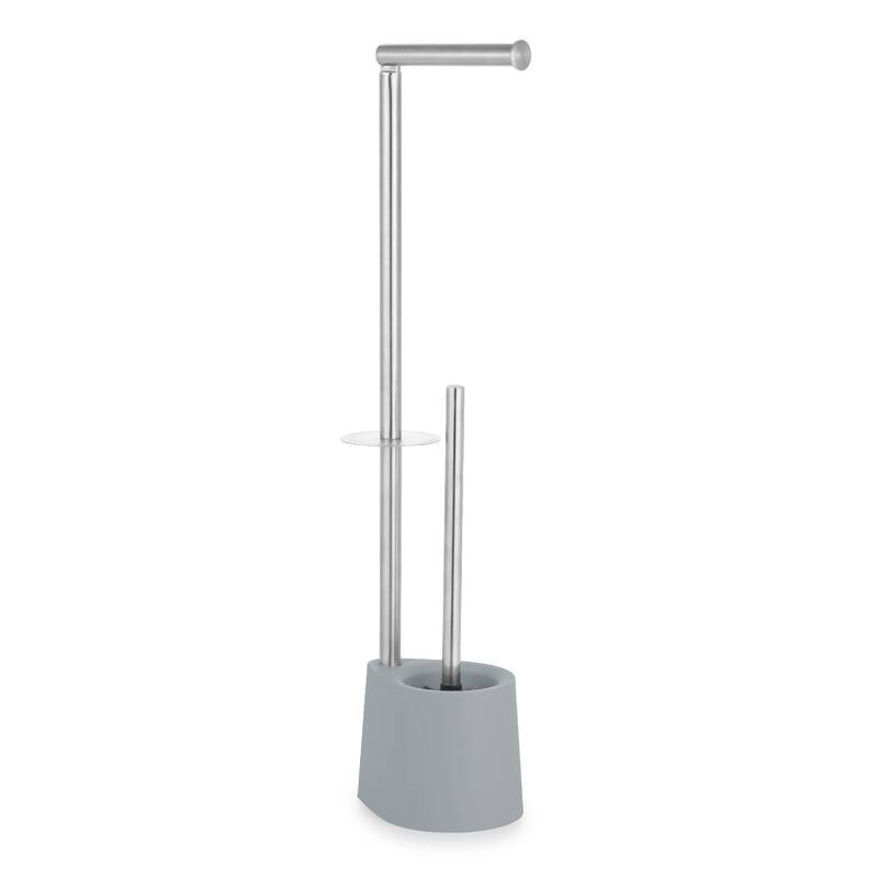 IH Casa Decor S/Steel Toilet Paper And Brush Holder Gray