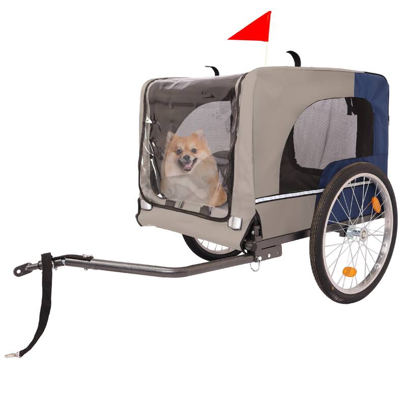 Durable Dog Bike Trailer with 20-Inch Wheels, Zippered Mesh Doors, and 88lb Capacity