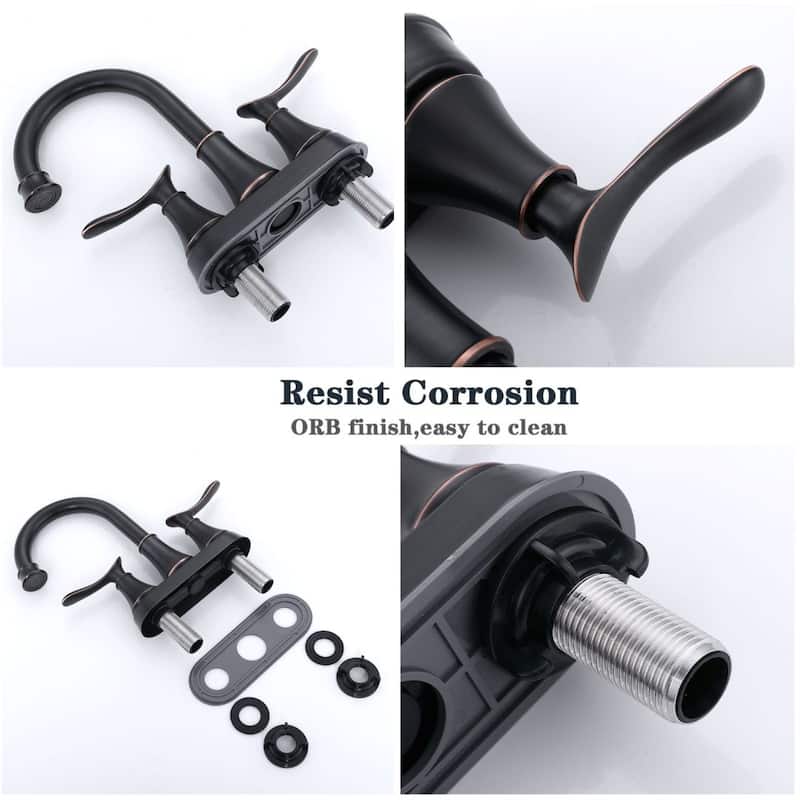 2 4" Bathroom Faucets with Pop-Up Drain and Water Hose