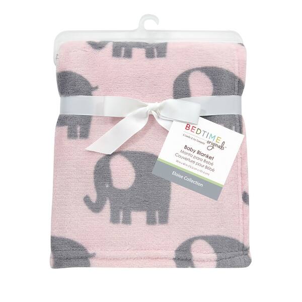 Bedtime Originals Eloise Pink Gray Elephant Soft Plush Baby Blanket Overstock