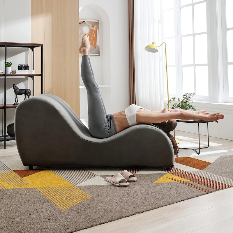 Mixoy Curved Chaise Lounge Yoga Chair for Stretching Relaxing Exercising - 60.6*18.1*27.6