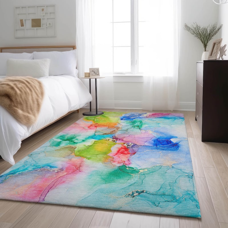 Premium Washable Super Soft Watercolor Abstract Mayfield Rug - Blue - 3' x 5' - Rectangle