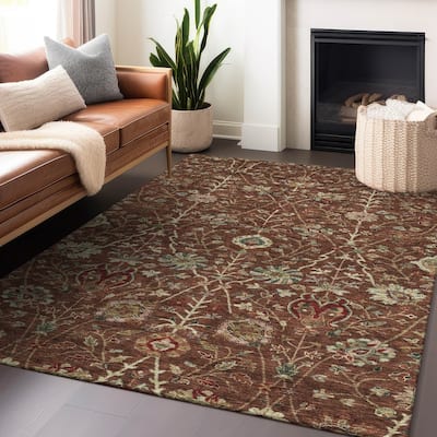 Machine Washable Indoor/ Outdoor Traditional Kashan Chantille Rug