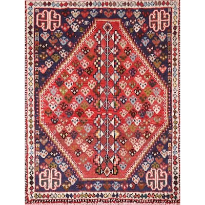 Shiraz Persian Vintage Area Rug Handmade Wool Carpet - 3'1"x 4'3"