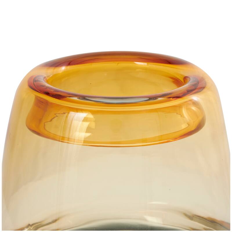 Orange Glass Handmade Ombre Vase with Gray Base