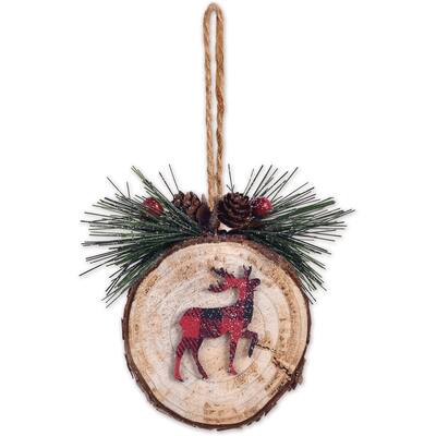 Plaid Deer Ornament, Set of 6