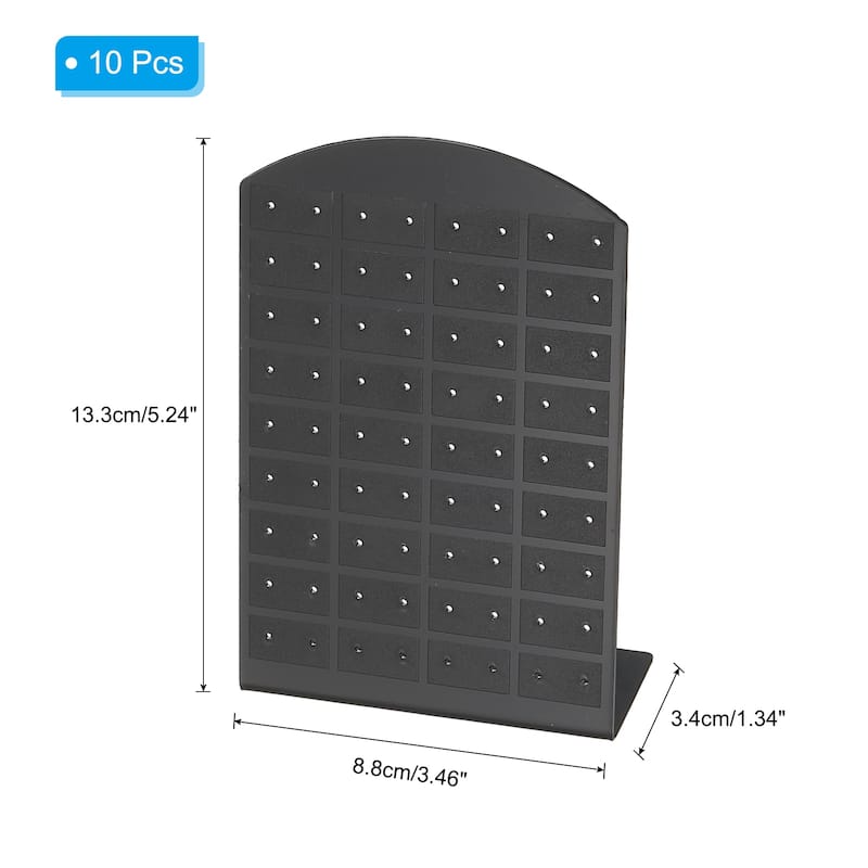 10x Earring Display Stand, Acrylic Earring Holder 72 Hole L Rack Large - Black Tone