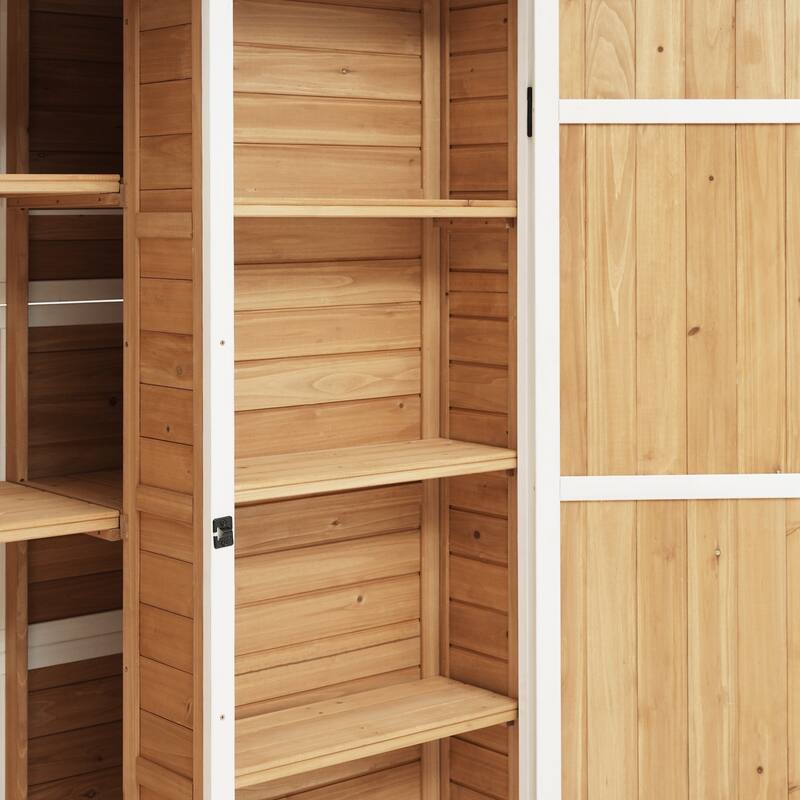 Roomfitters 5.5ft Outdoor Wood Storage Shed with Waterproof Roof and Multiple Shelves