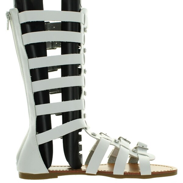 white leather gladiator sandals