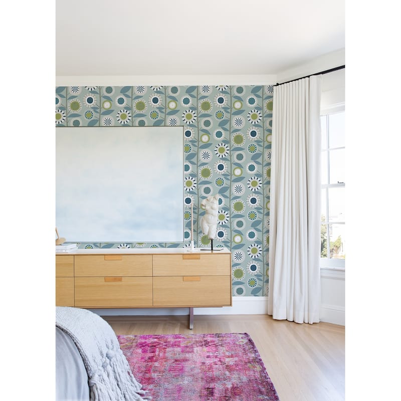 A-Street Prints Sisu Light Blue Floral Geometric Wallpaper