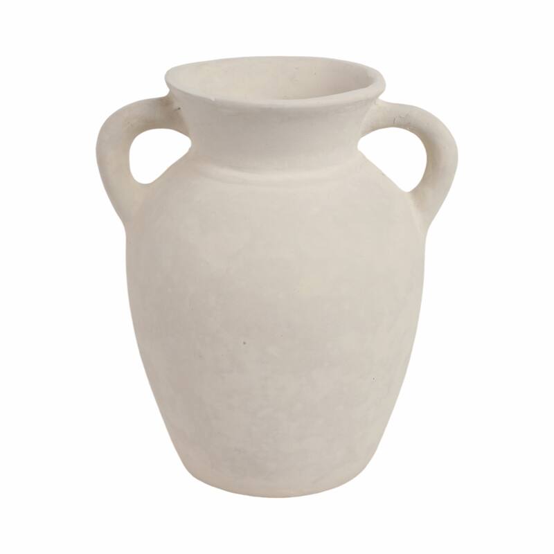 Handcrafted Terracotta Pottery Vase with Amphora Shape and Handles