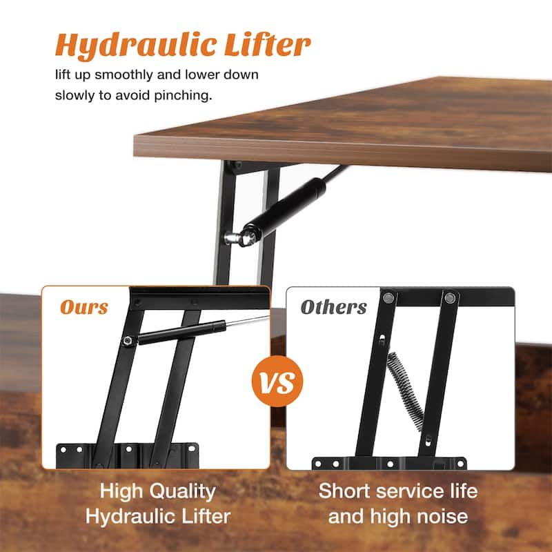 Coffee Table, Wood Lift Top Coffee Table with Storage Shelf, Lift Tabletop Dining Table for Home Living Room, Office