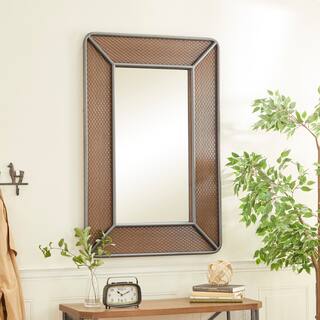 Brown Wood Industrial Wall Mirror 47 x 31 x 1 - 31 x 1 x 47
